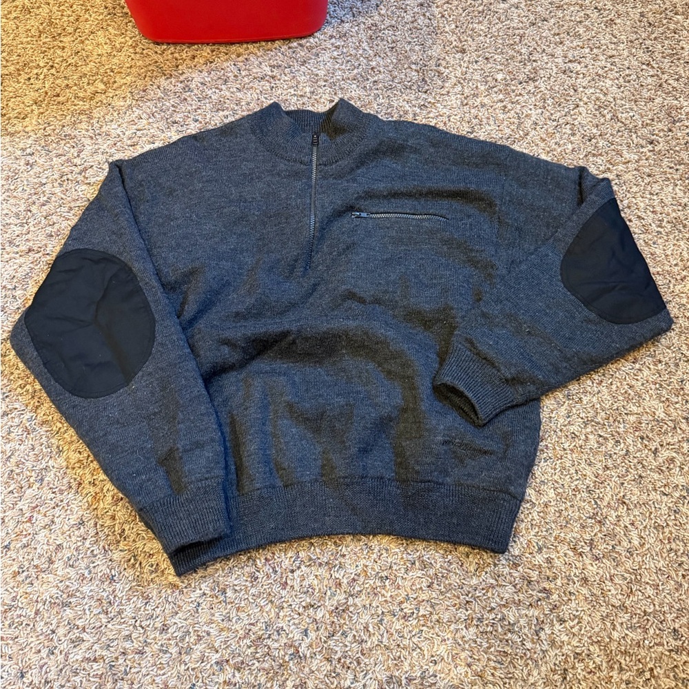 Cabela's Men's Dark Gray Half-Zip Sweater with Elbow Patches